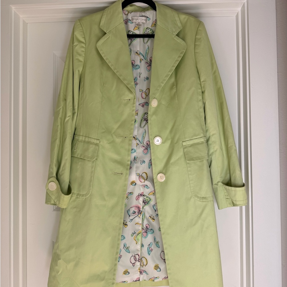 Casual Corner Light Green Trench Coat